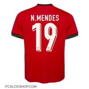 Portogallo Nuno Mendes #19 Prima Maglia Europei 2024 Manica Corta